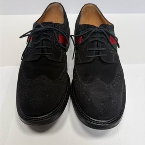Gucci Black and Red Lace-Up Oxfords